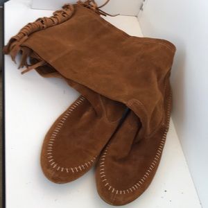 Suede leather moccasins boots Sz 10